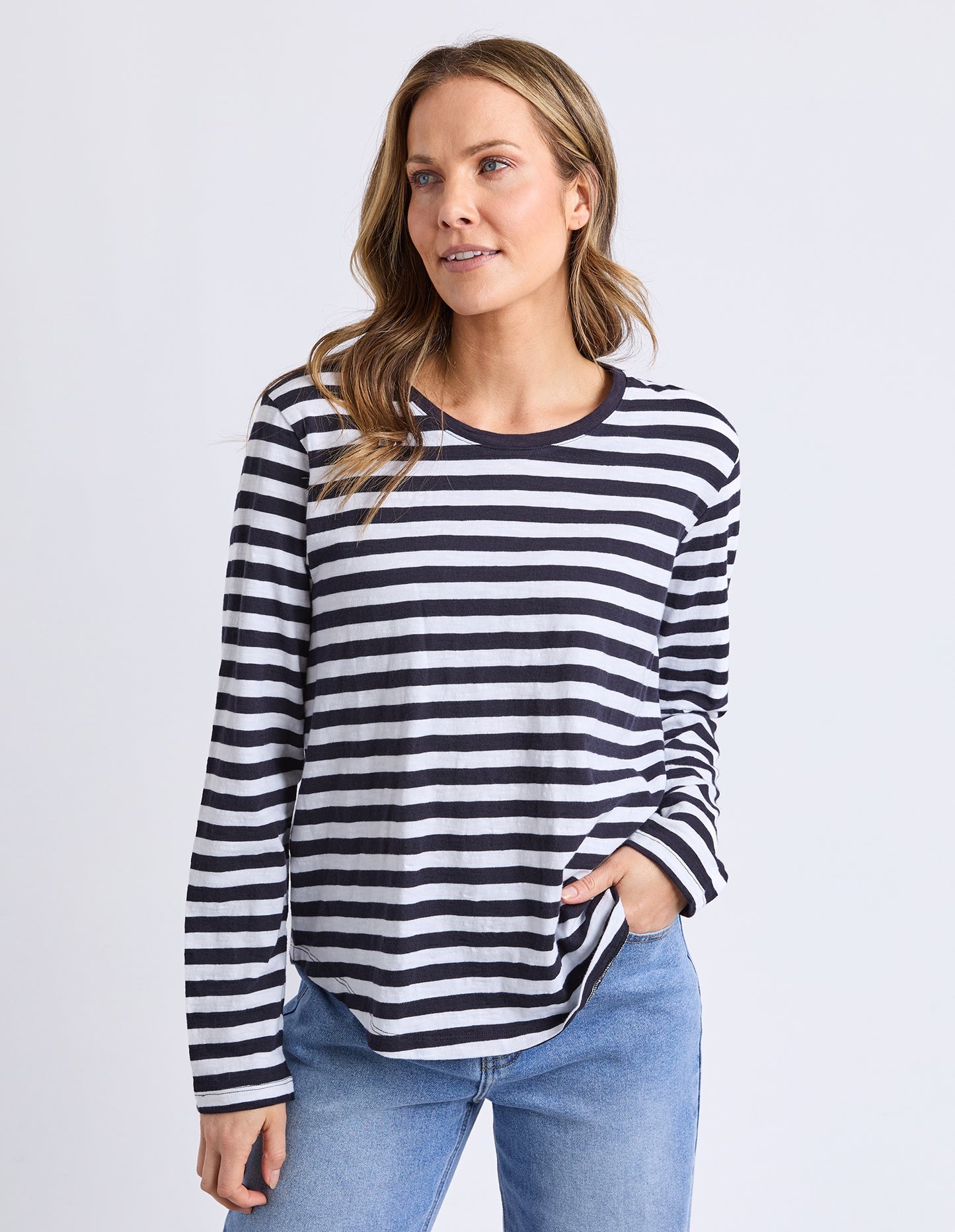 Elm Riviera Long Sleeve - Navy & White Stripe