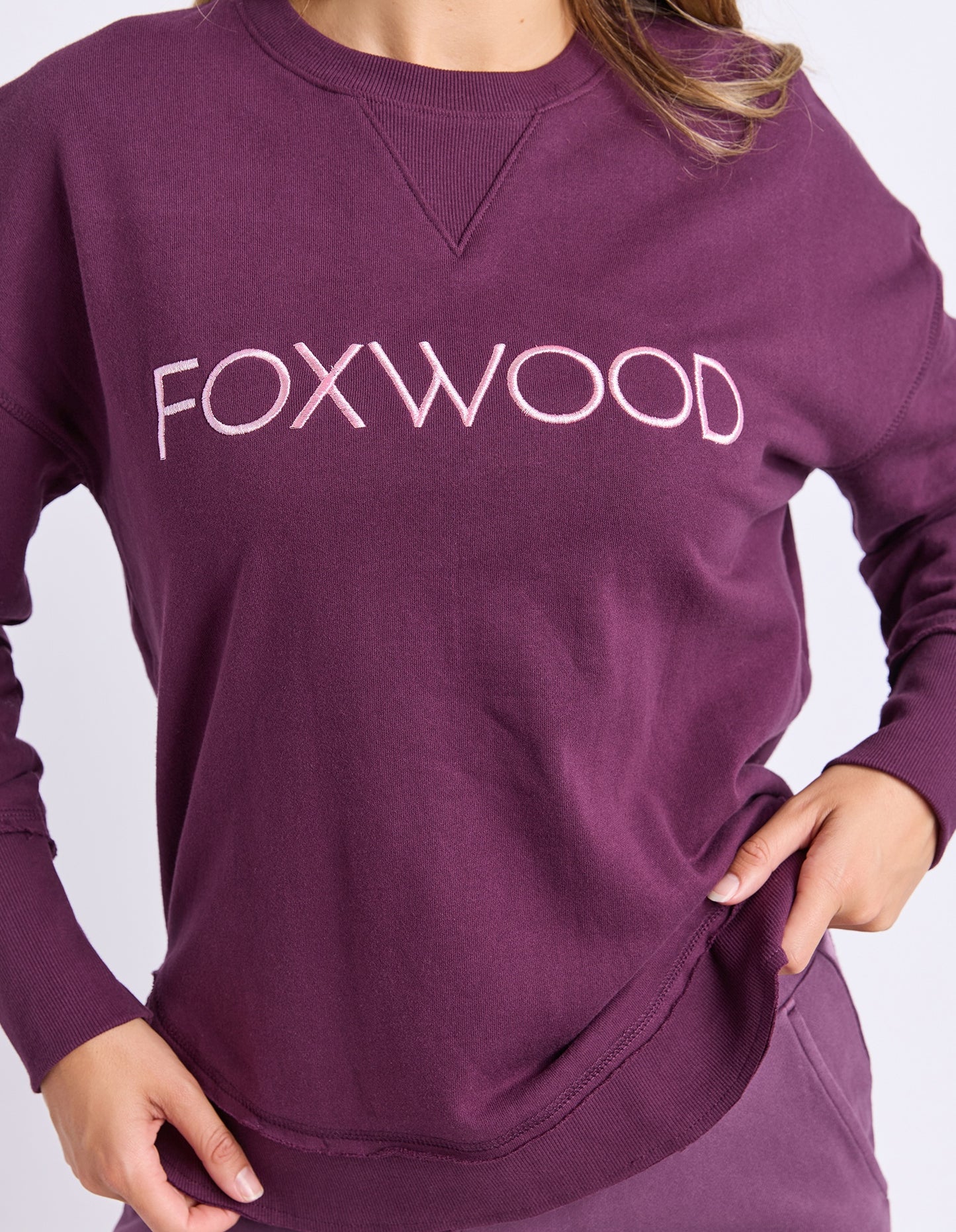 Foxwood Simplified Metallic Crew - Plum