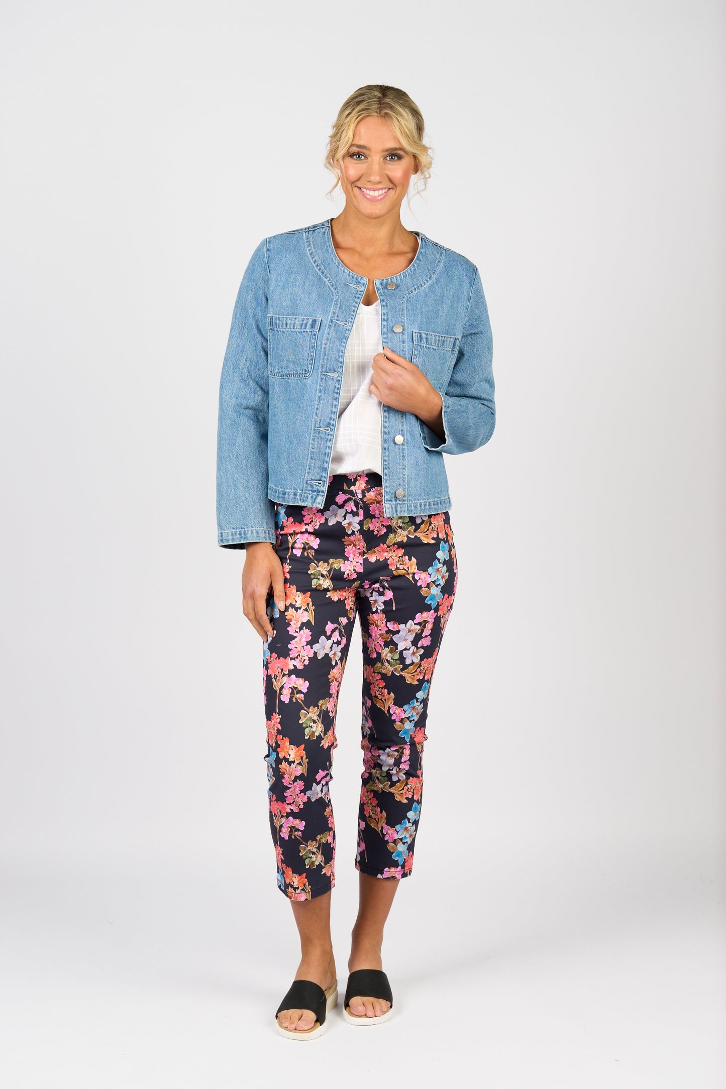 Vassalli Collarless Denim Jacket