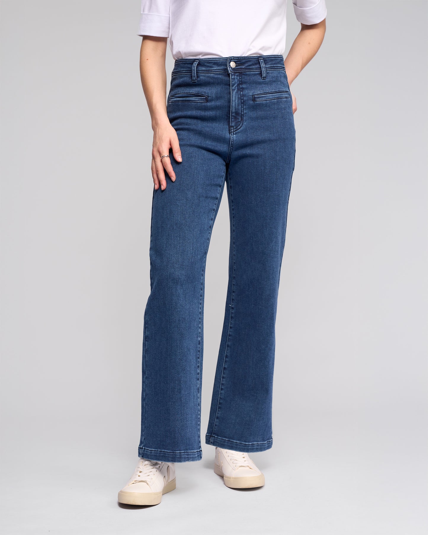 Vassalli Peace Wide Leg Full Length Jean - Brushed Indigo
