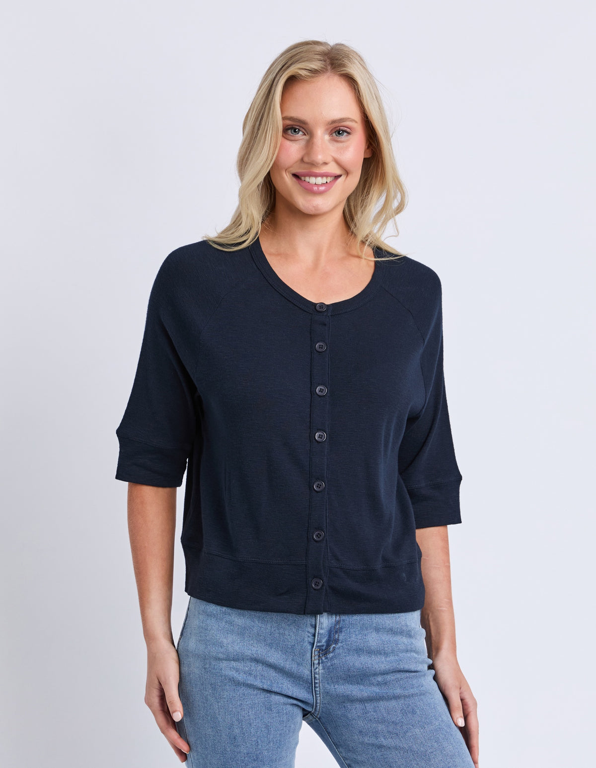 Elm Yvette Short Sleeve Cardi - Navy