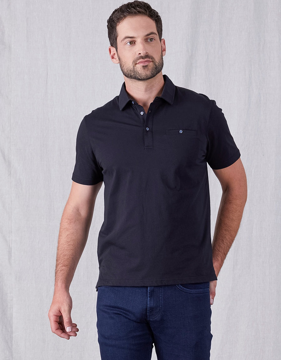 Rembrandt Portofino Short Sleeve Polo - Black
