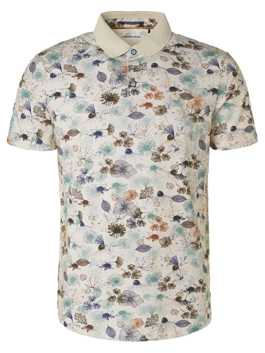 No Excess All over Autumn print Short Sleeve Polo