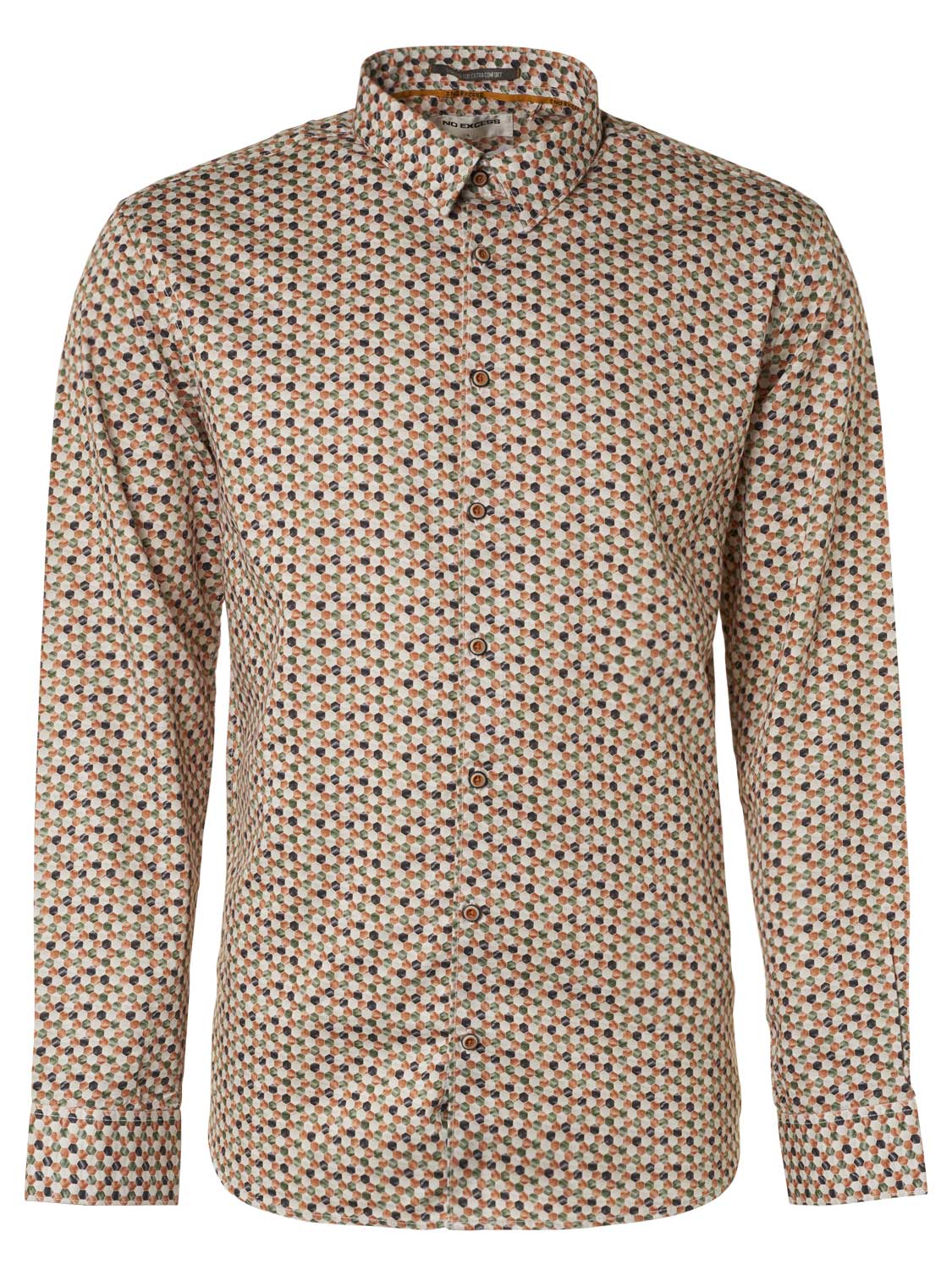 No Excess Hexagonal l Long Sleeve Stretch Shirt