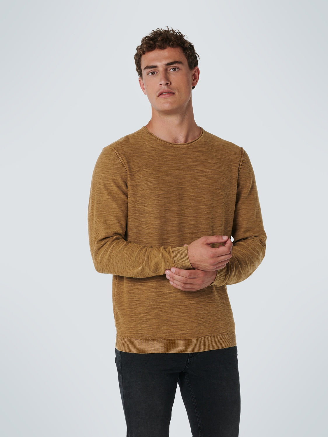 No Excess Dark Fudge Garment Dyed Crewneck Pullover Long sleeve Shirt