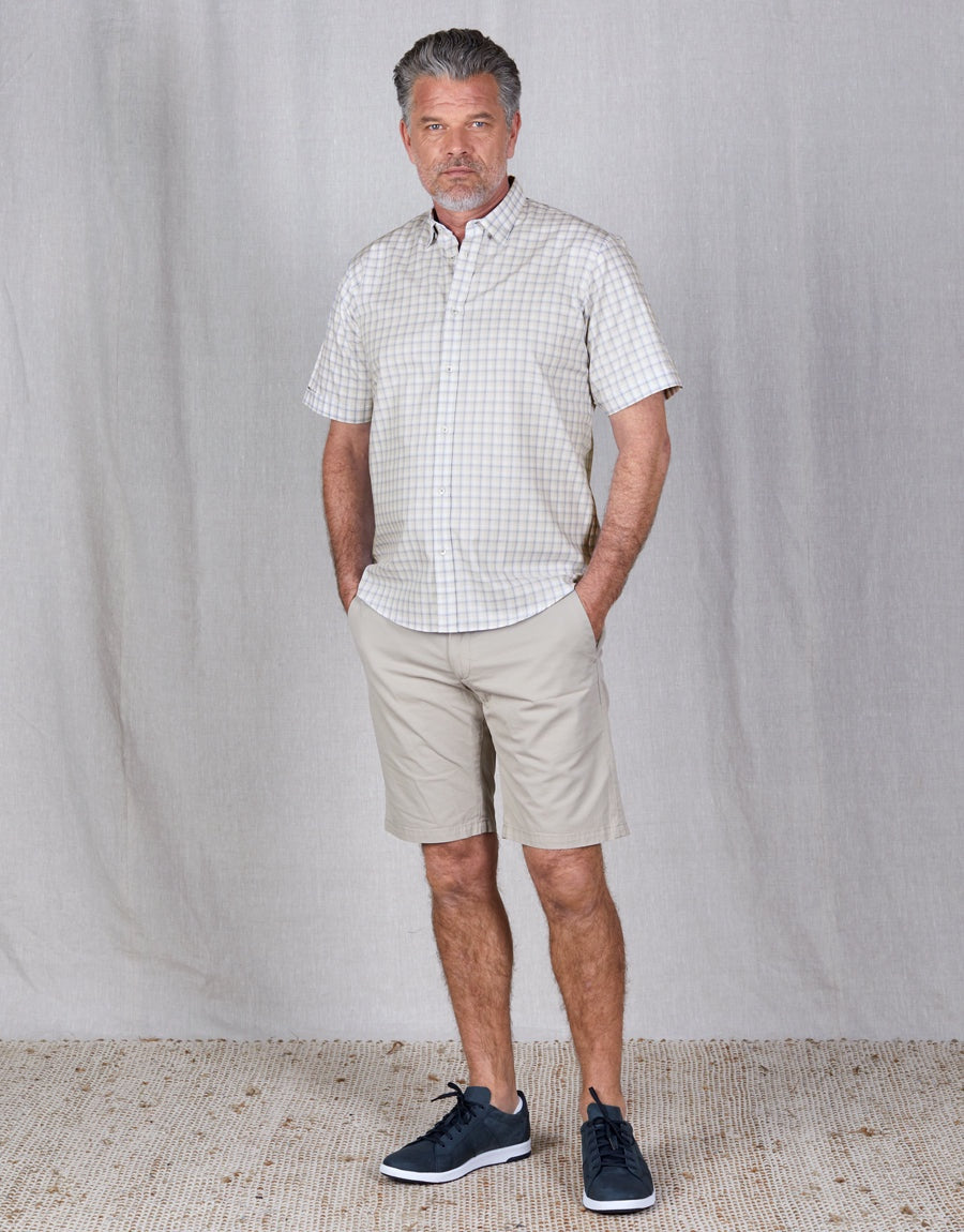 Rembrandt Raglan Blue Check Short Sleeve Shirt
