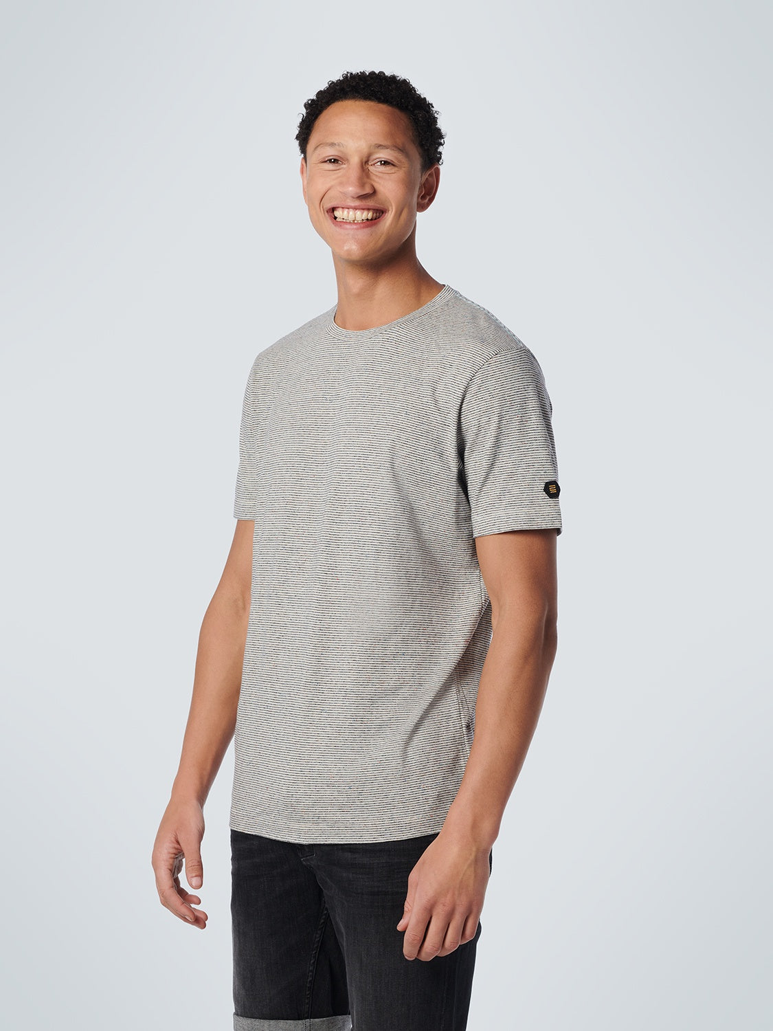 No Excess Off White Two Colour Stripe Short Sleeve T-Shirt
