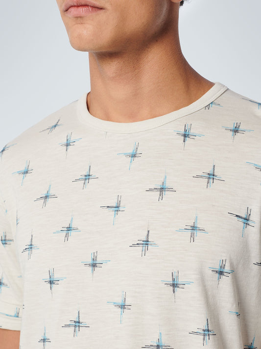 No Excess Kit Off White with Blue Grey All Over Print Short Sleeve T-Shirt
