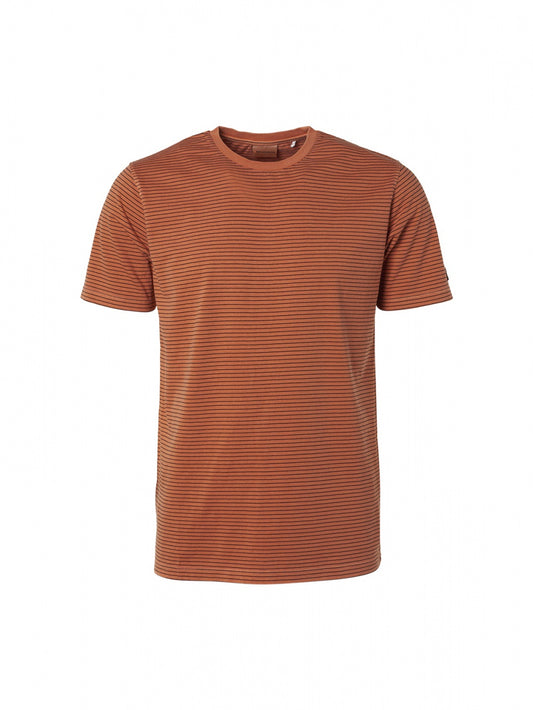 No Excess Papaya Two Colour Stripe Short Sleeve T-Shirt