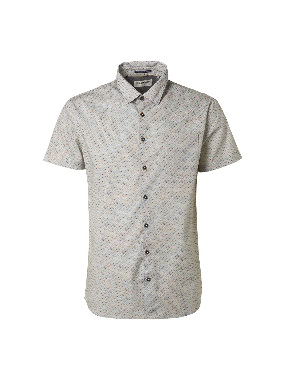 No Excess Light Aqua Geometric Print Stretch Short Sleeve Shirt