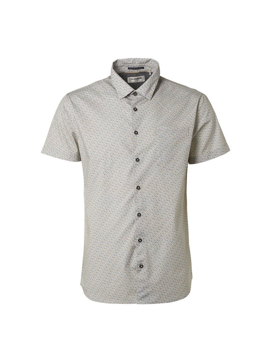 No Excess Light Aqua Geometric Print Stretch Short Sleeve Shirt