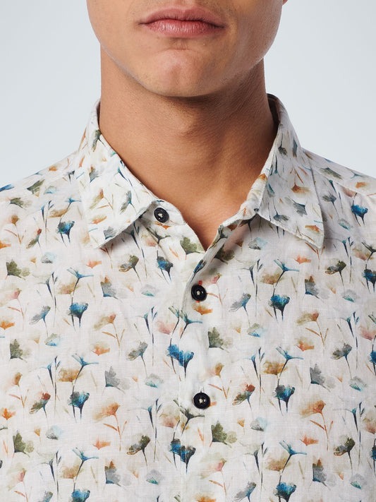 No Excess Papaya All Over Floral Print Short Sleeve Shirt