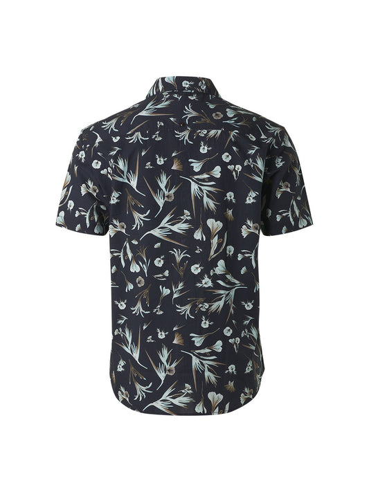 No Excess Navy Floral All Over Print Short Sleeve Shirt