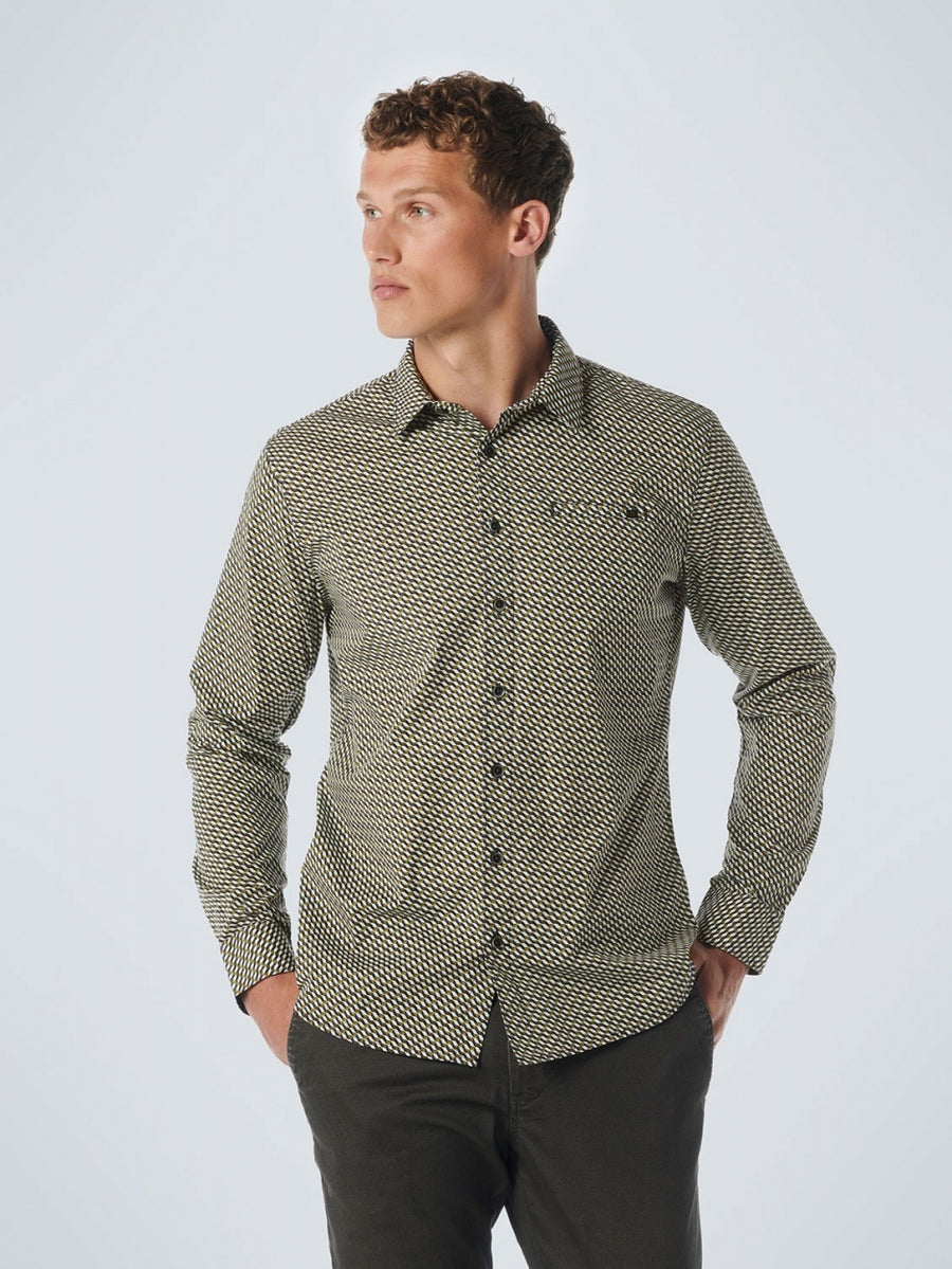 No Excess Brick Print Long Sleeve Shirt