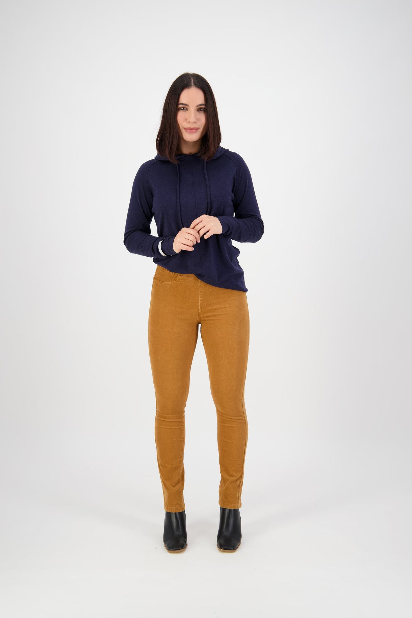 Vassalli Copper Slim Leg Pull On Cord Pant