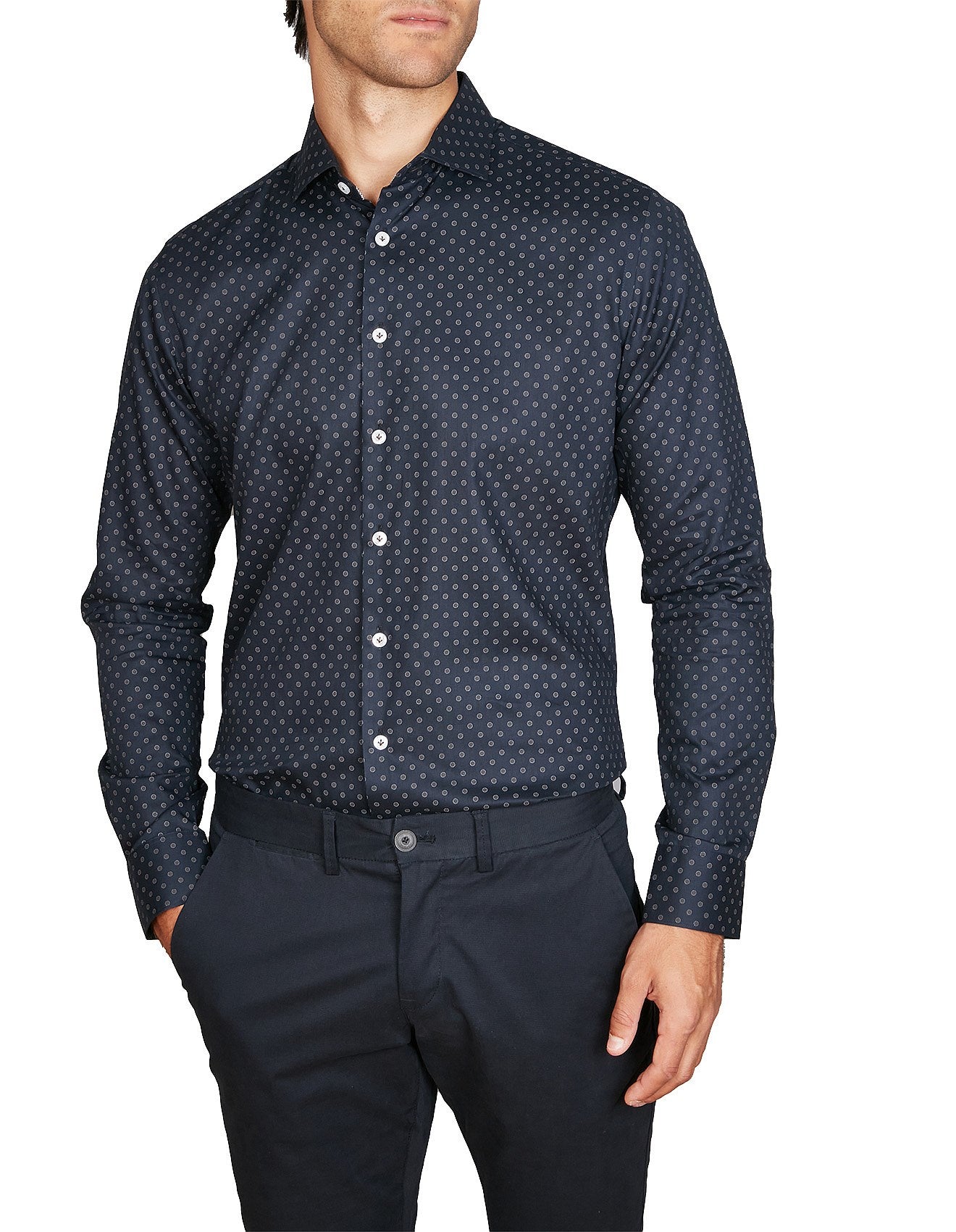 Abelard Stones Falling Print Long Sleeve Shirt