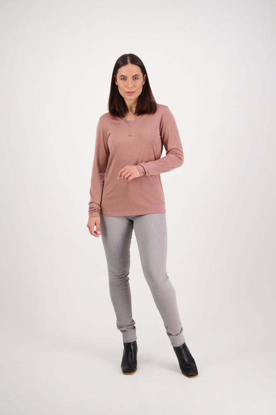 Vassalli 100% Merino Basic Long Sleeve Crew Neck Top 4241