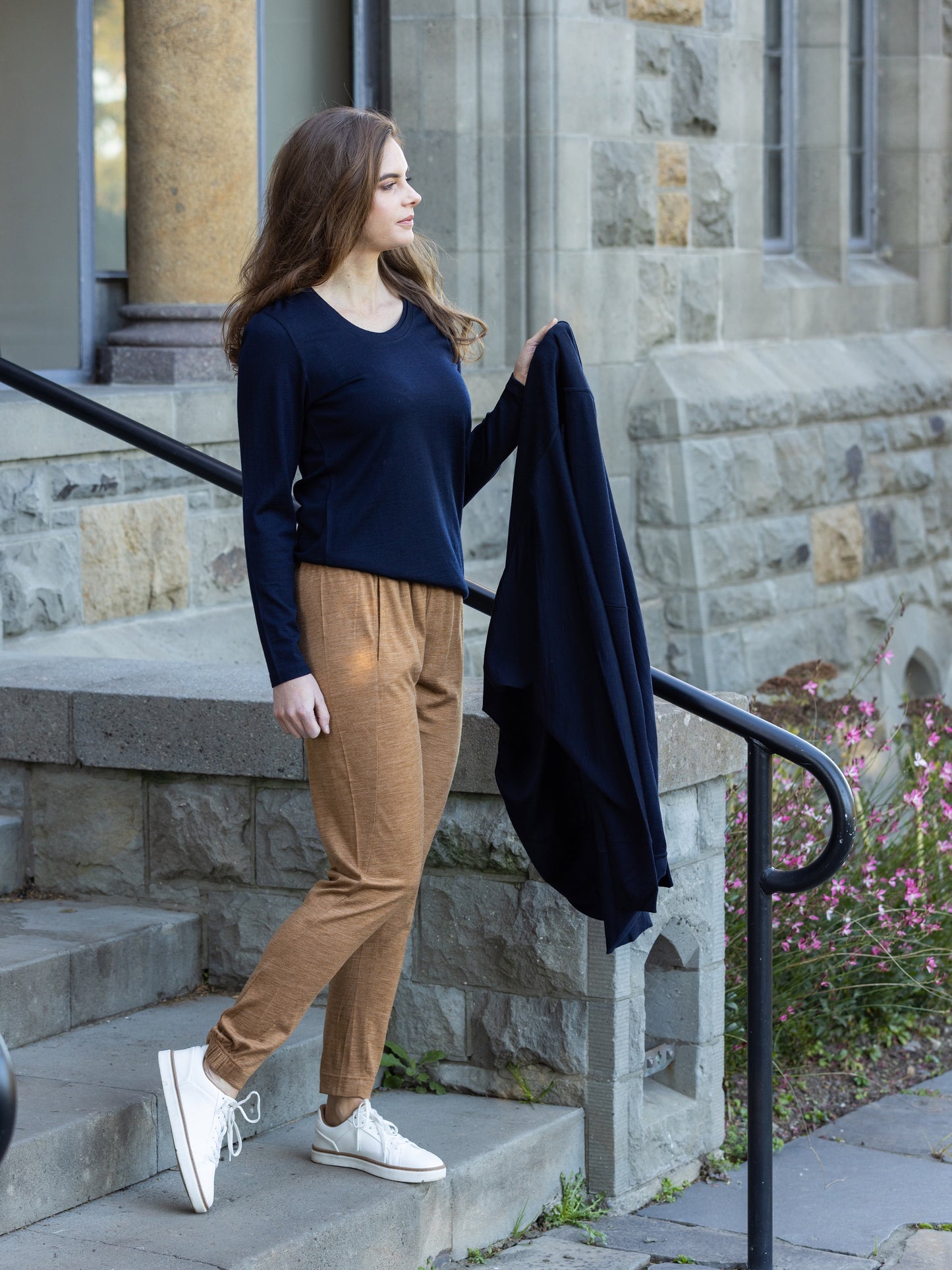 Vassalli 100% Merino Basic Long Sleeve Crew Neck Top 4241 - Ink