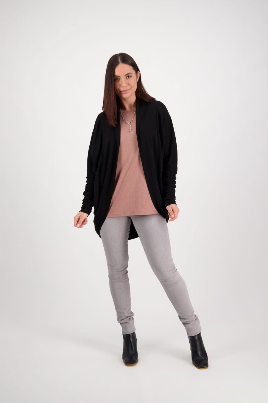 Vassalli Merino Open Wrap Cardi 4271 - Black