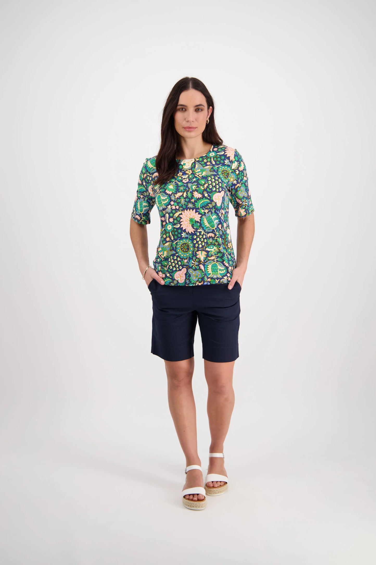 Vassalli round neck 3/4 sleeve top