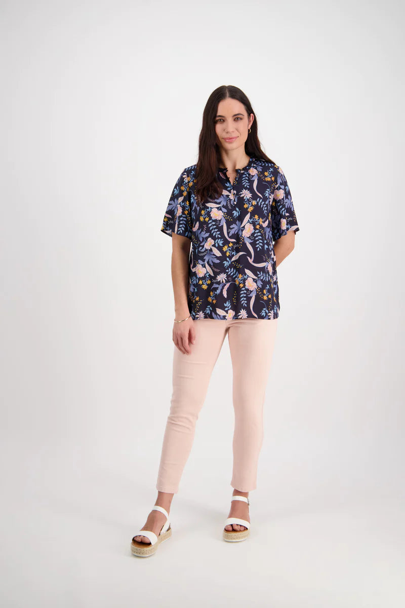 Vassalli Btn Front Floaty Top - Pastel Posey