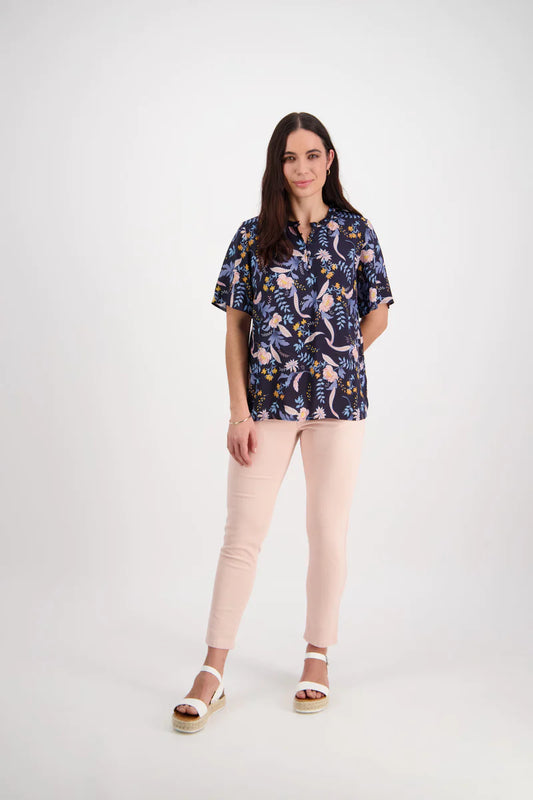 Vassalli Btn Front Floaty Top - Pastel Posey