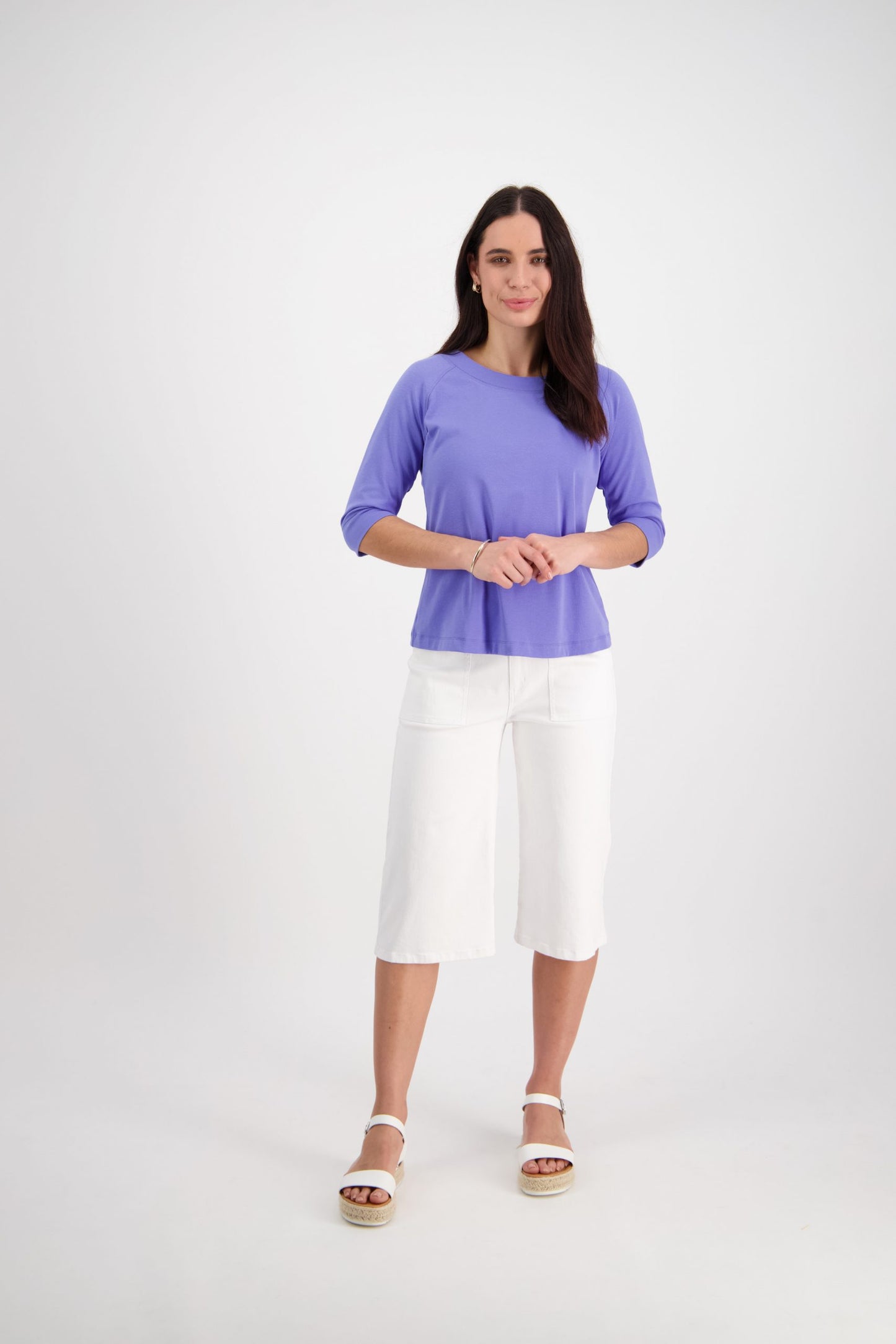 Vassalli Boat Neck 3/4 sleeve Top 4381