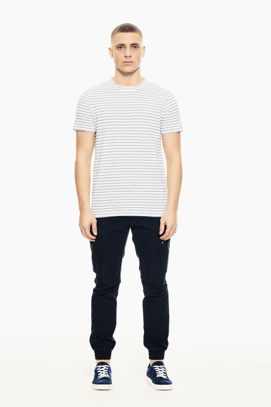 Garcia White and blue textured Short Sleeve Tee - D11209