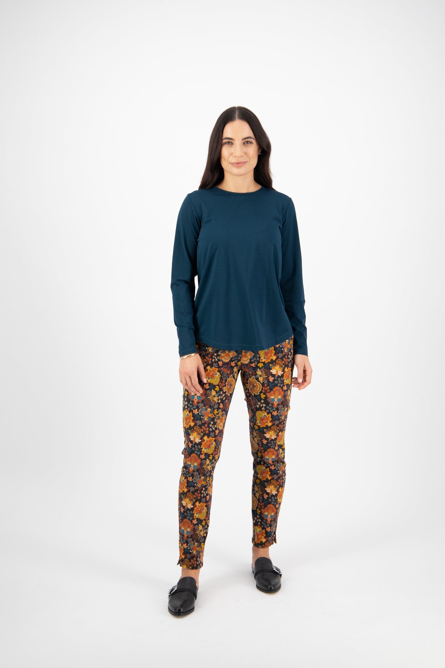 Vassalli Long sleeve Round Neck Top - Peacock