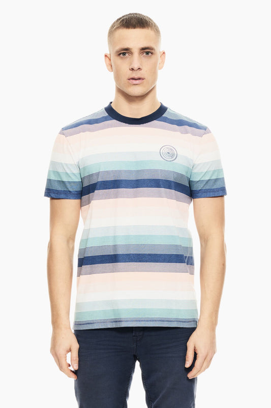 Garcia Blue Denim Stripe Short Sleeve Tee - E11005