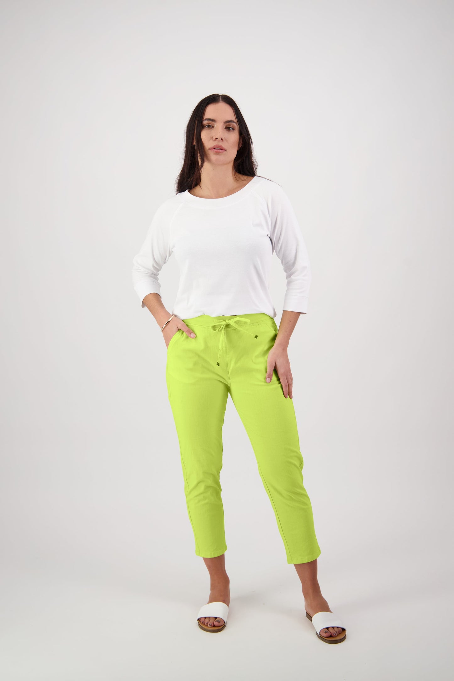 Vassalli Lime 7/8 Length Elastic Waist Pant