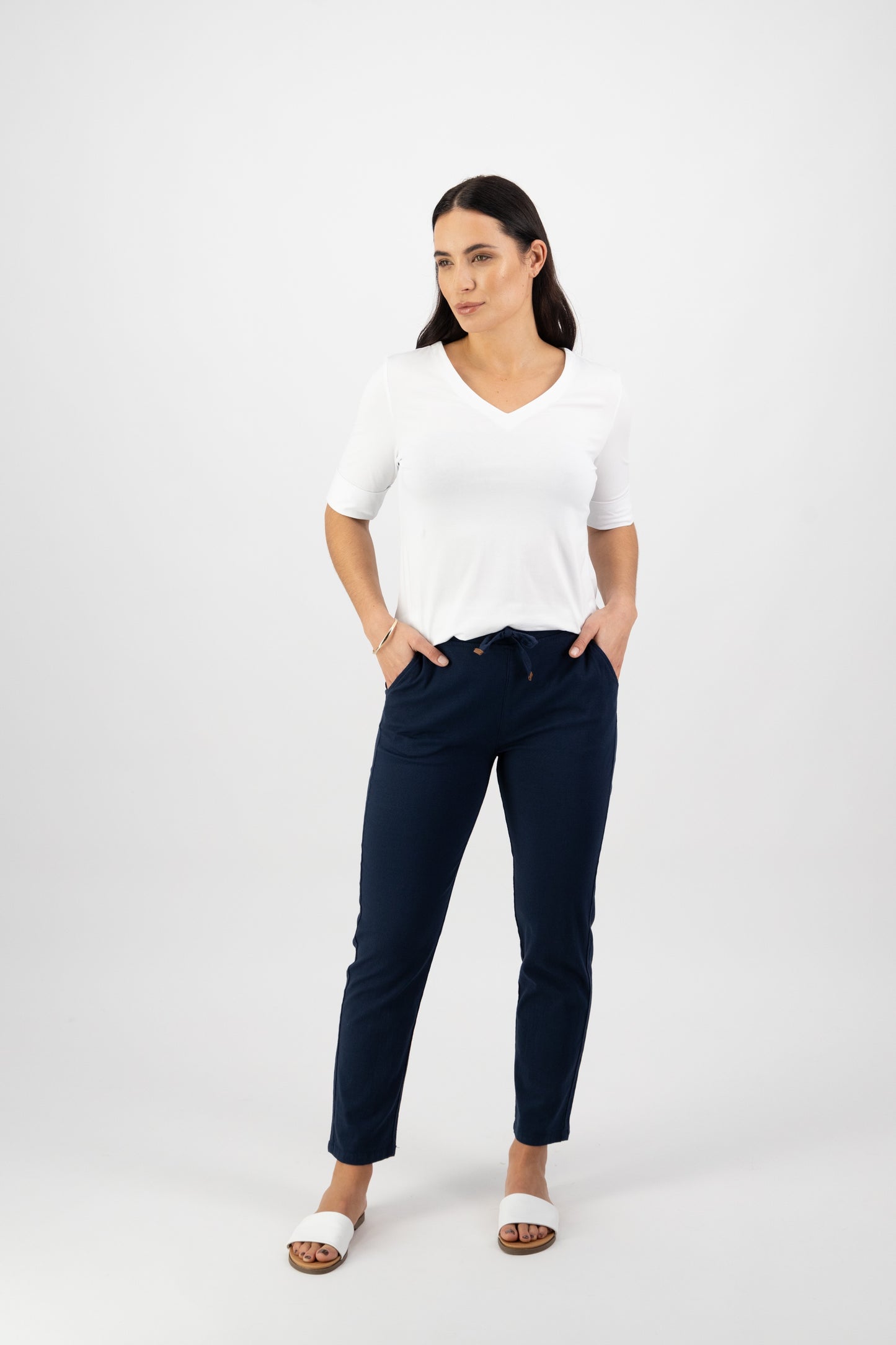Vassalli Ink Ankle Grazer Slim Leg Elastic Waist Pant