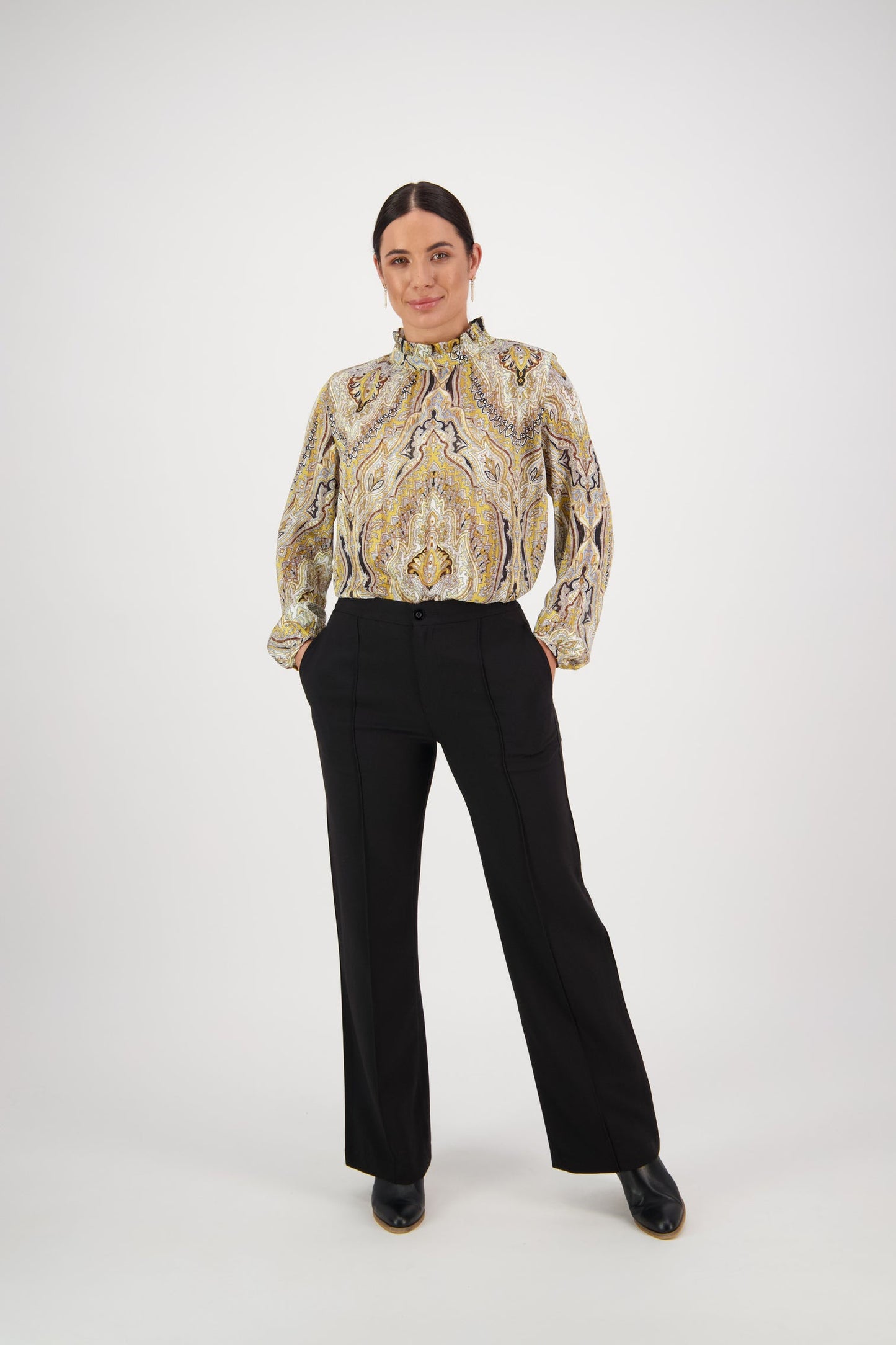 Vassalli Wide Leg Full Length Dress Pant with Elastic back