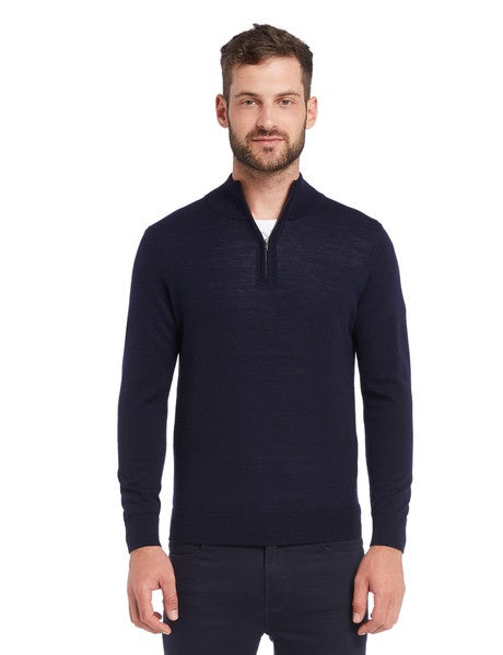 Berlin Black Merino 1/4 Zip Jumper