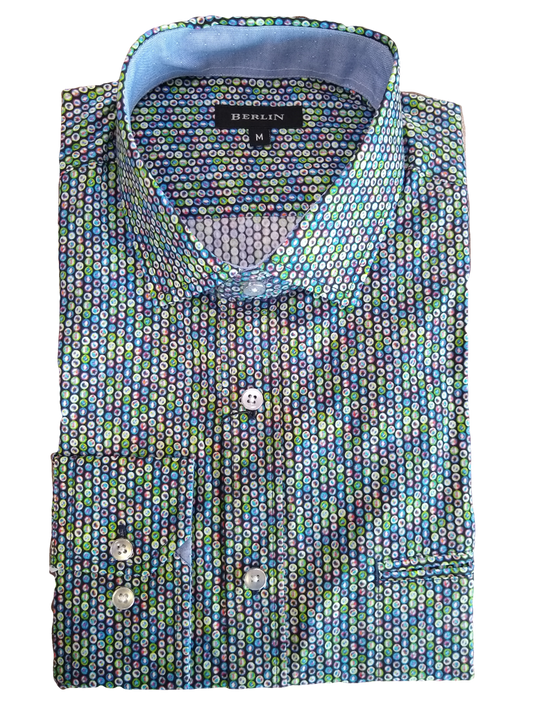 Berlin Long Sleeve bright circles print shirt