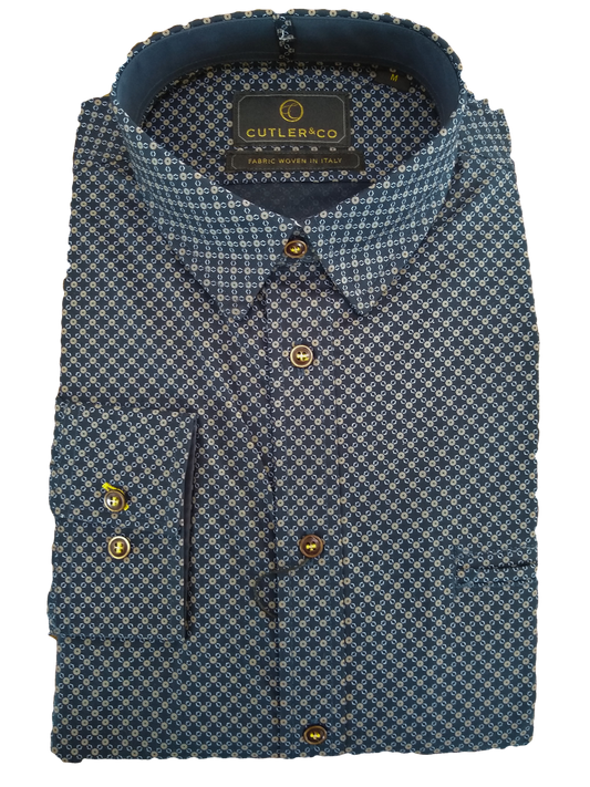 Cutler Nigel Airforce Blue Long Sleeve Shirt