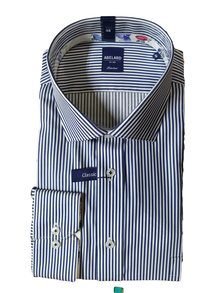 Abelard Navy Striped Long Sleeve Shirt