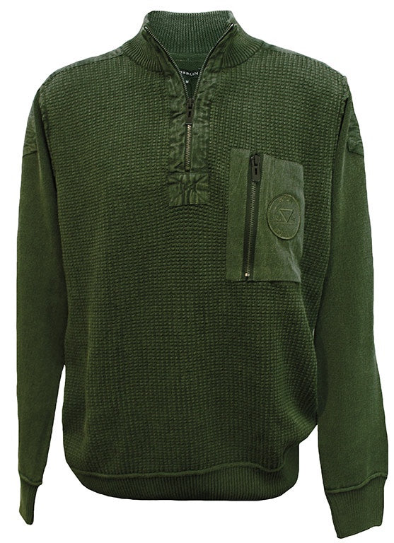 Berlin 1/4 Zip Waffle Olive - K463