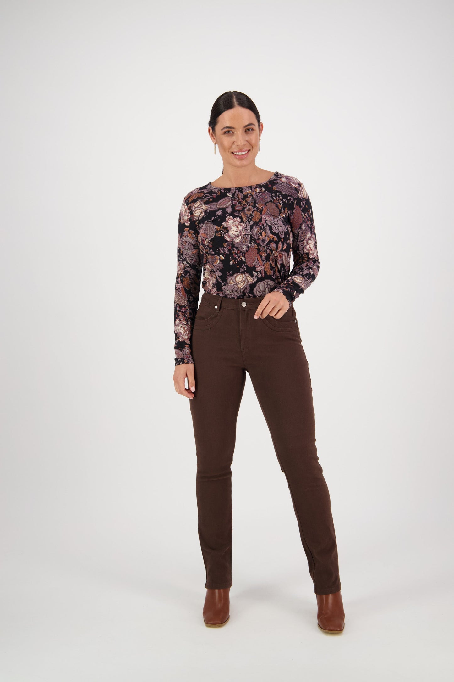 Vassalli Chocolate Slim Leg Full Length Jean