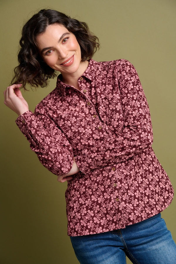 Brakeburn Thistle Cord Long Sleeve Shirt-Berry