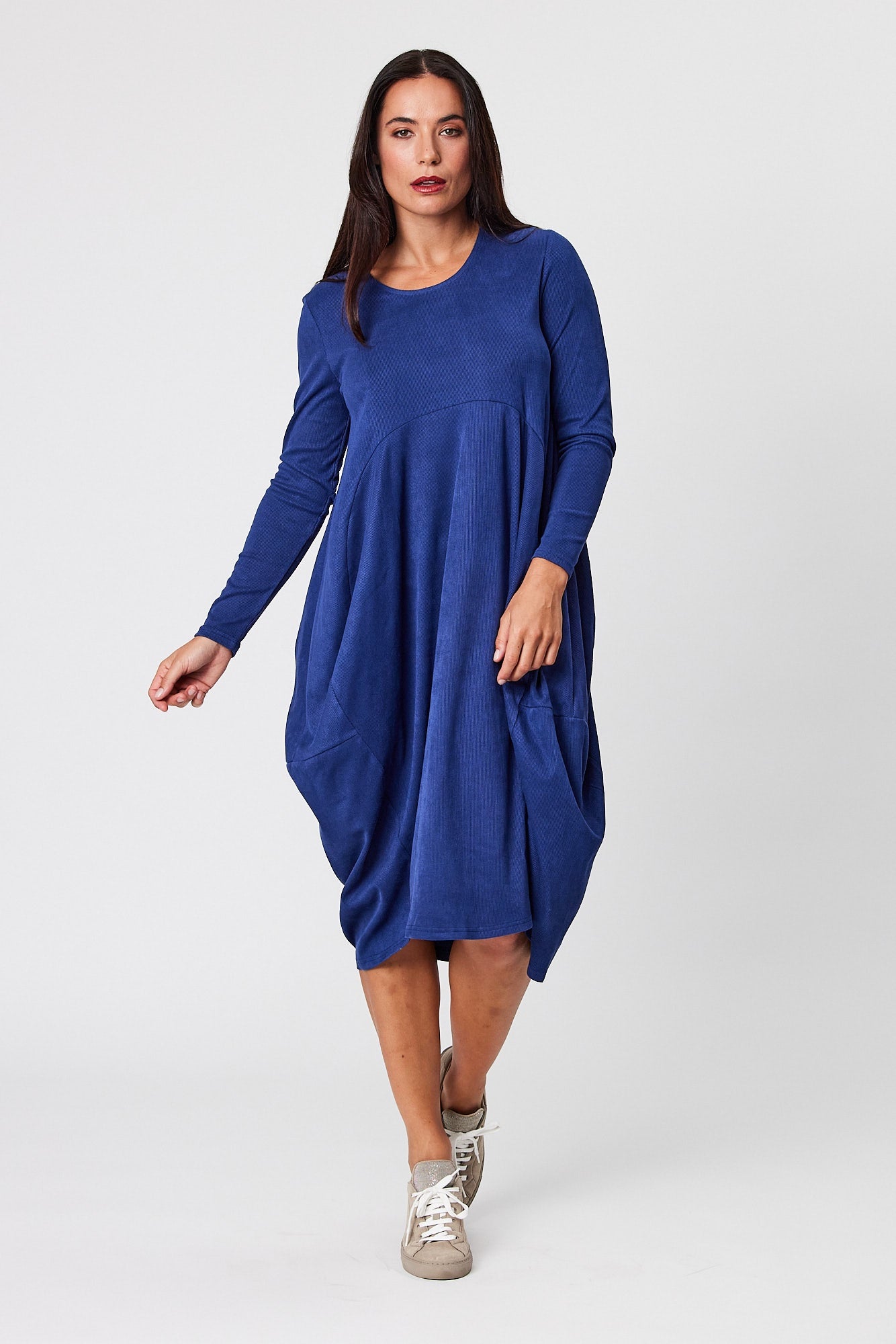 Blackstone Cord Knit Bubble Dress - Cobalt