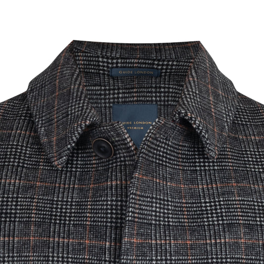 Guide London Checked Wool Blend Car Coat - CT1055