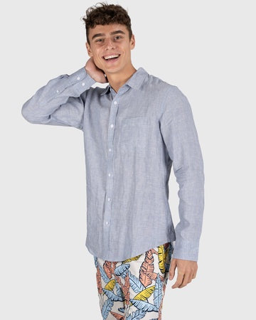 Coast Blue Marle Linen Long Sleeve Shirt