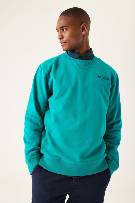 Garcia Teal Crew Neck Long Sleeve Sweatshirt