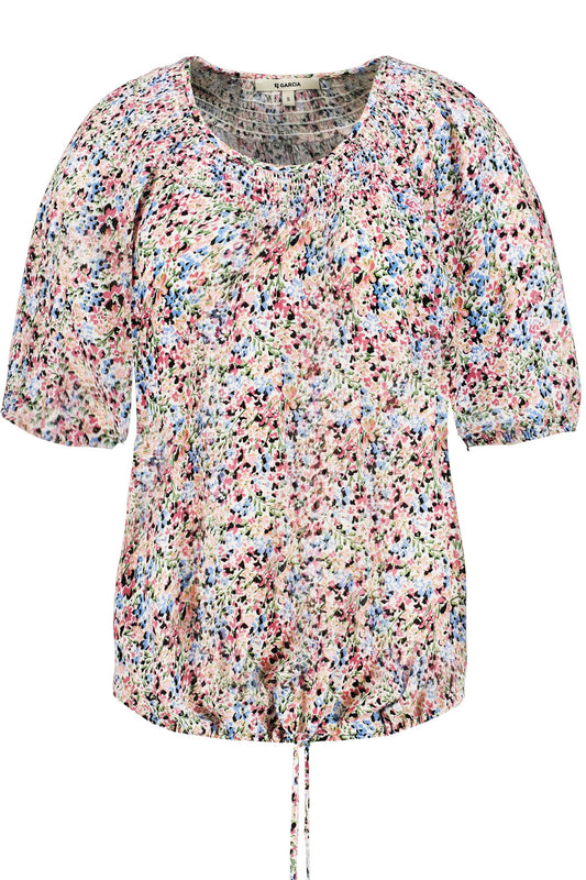 Garcia Multi Floral Print Short Sleeve Top
