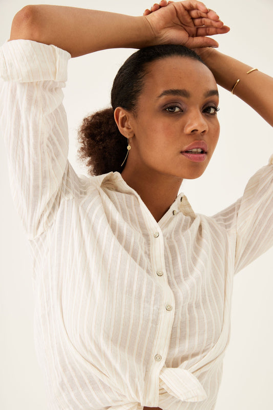 Garcia Metallic Gold Stripe Long Sleeve Shirt