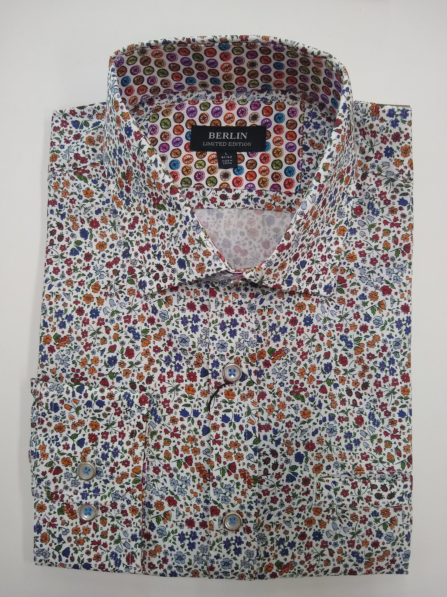 Berlin Small Print Long Sleeve Shirt - L003