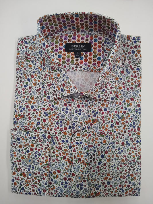 Berlin Small Print Long Sleeve Shirt - L003