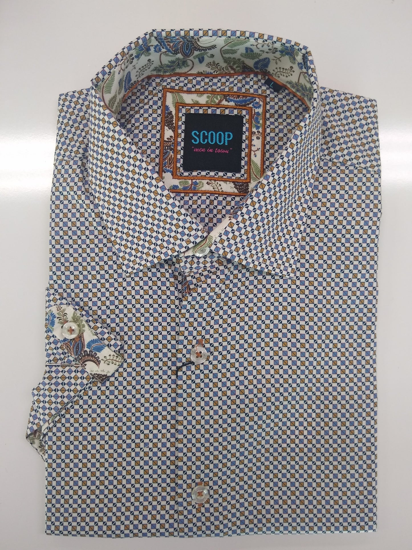 Scoop George Cream Short Sleeve Shirt