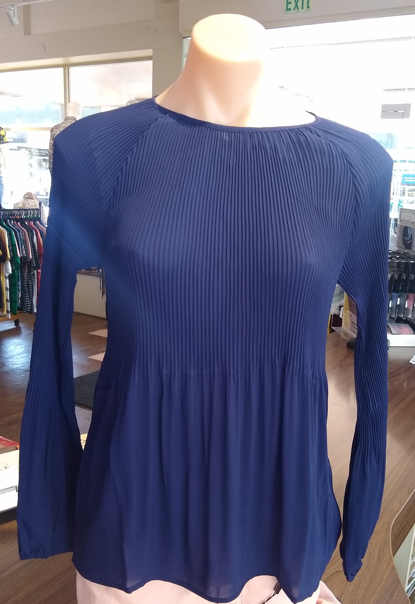 Blackstone Plain Pleated Long Sleeve Top Ink